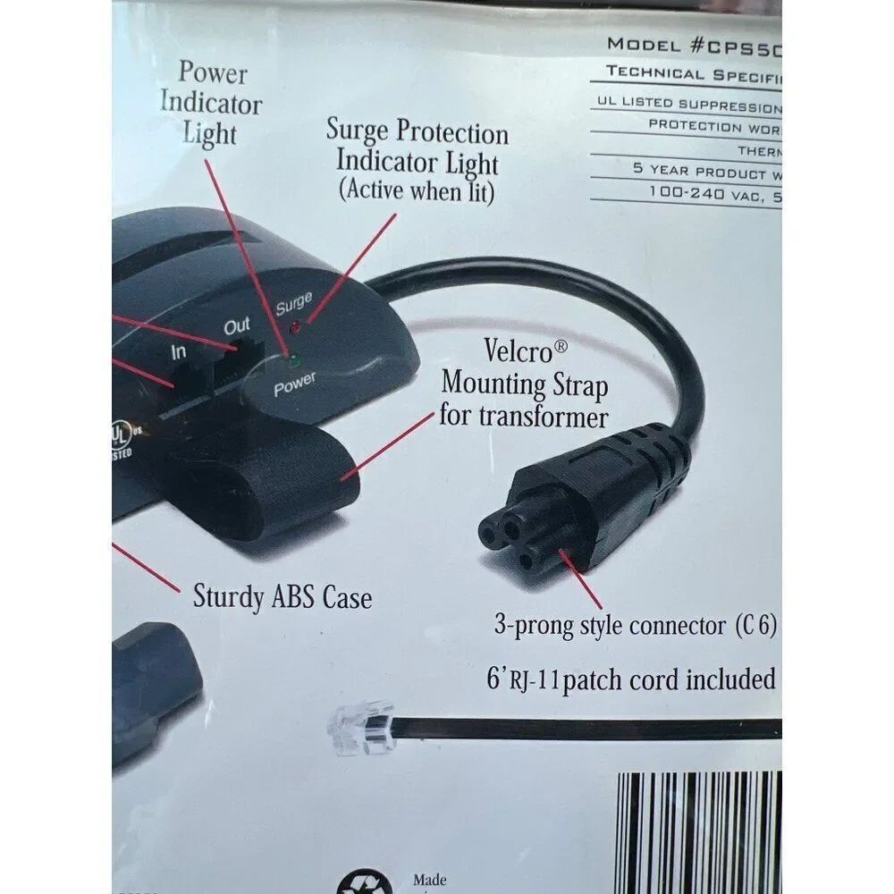 Cyber Power Notebook Surge Protector Fits All Notebook Computers Network Connect - Picture 6 of 6